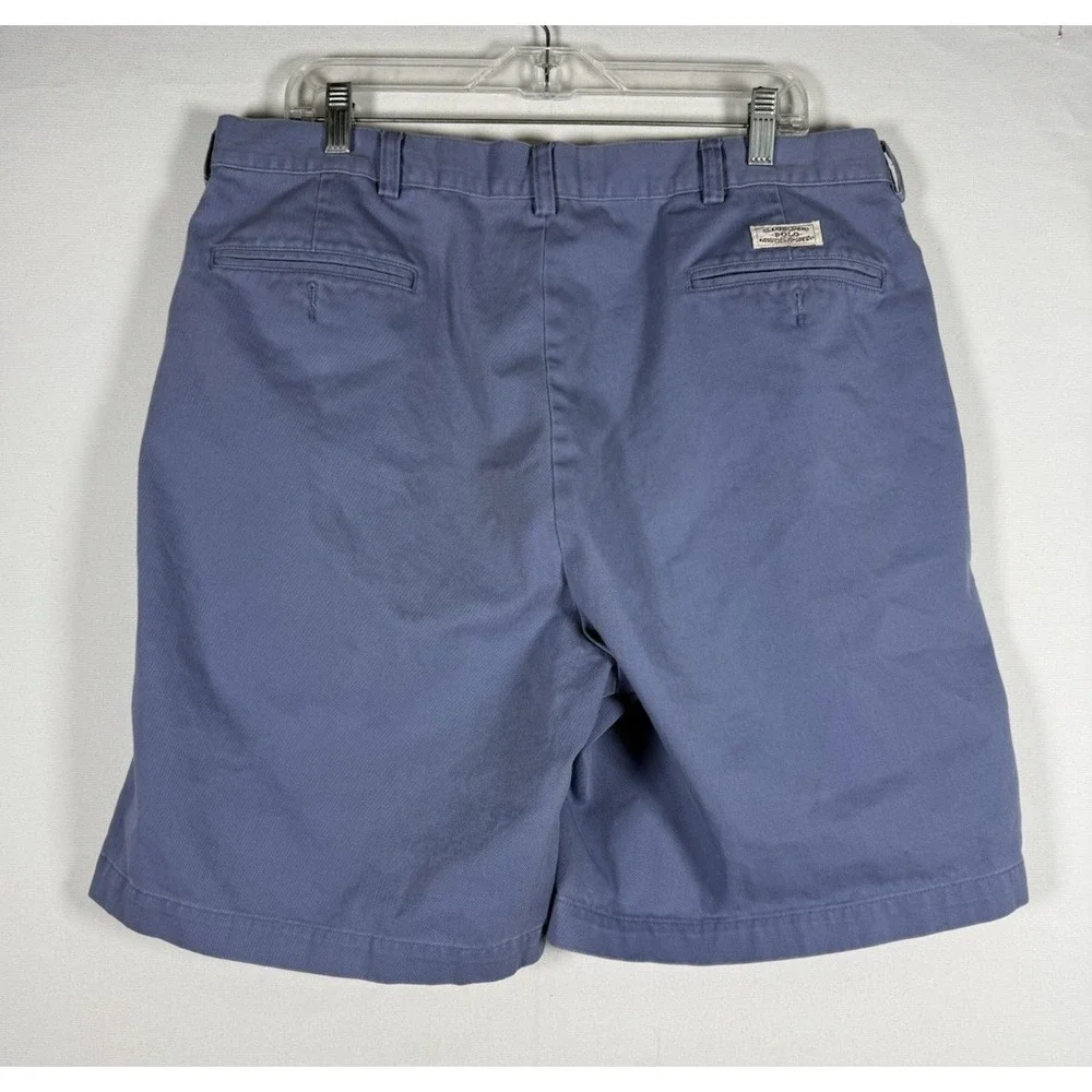 Vintage Polo Ralph Lauren Tyler Shorts Mens 38 (36?) Blue Pleated Classic Chino